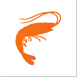 Orange Prawn Silhouette Emoticon Posters and Art